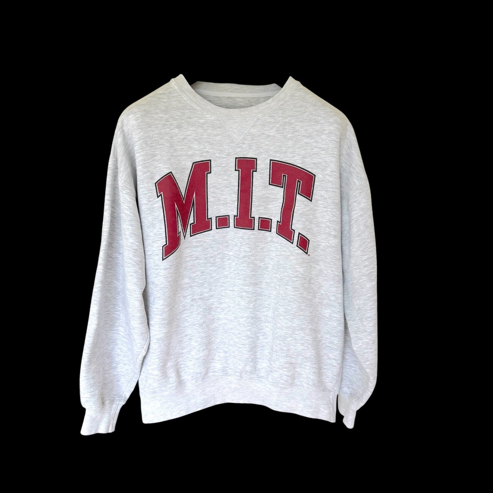 90's MIT Sweatshirt Medium Gray Big Cotton Crewneck Pullover